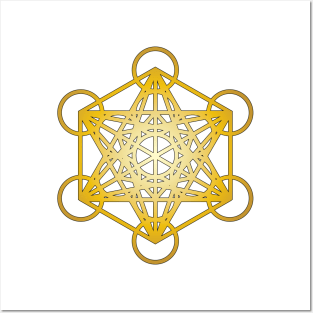 Metatron's Cube Sacred Geometry Golden Posters and Art